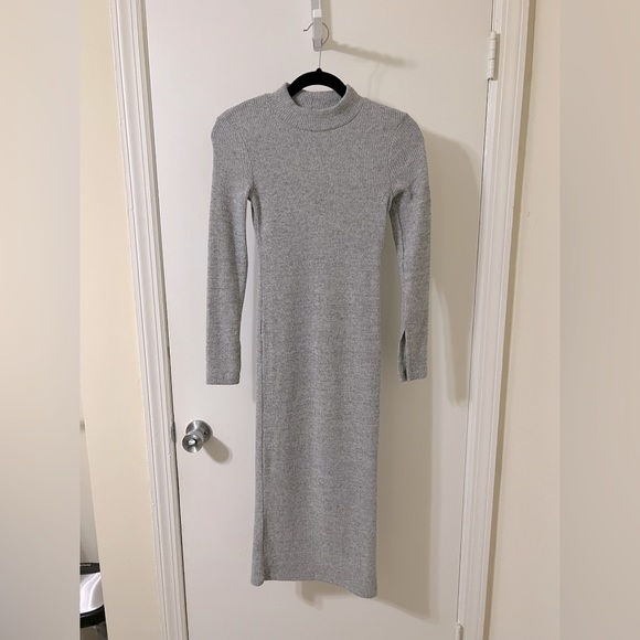 Topshop Wrapped Rib Midi Sweater Dress in Grey size 2 - Picture 5 of 11